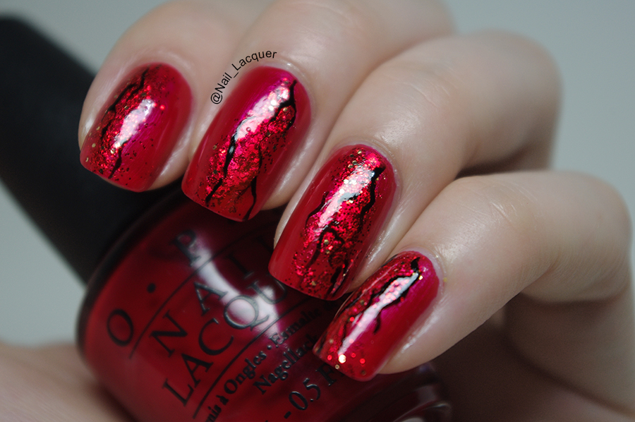 Red and Silver Abstract Nail Art - wide 10