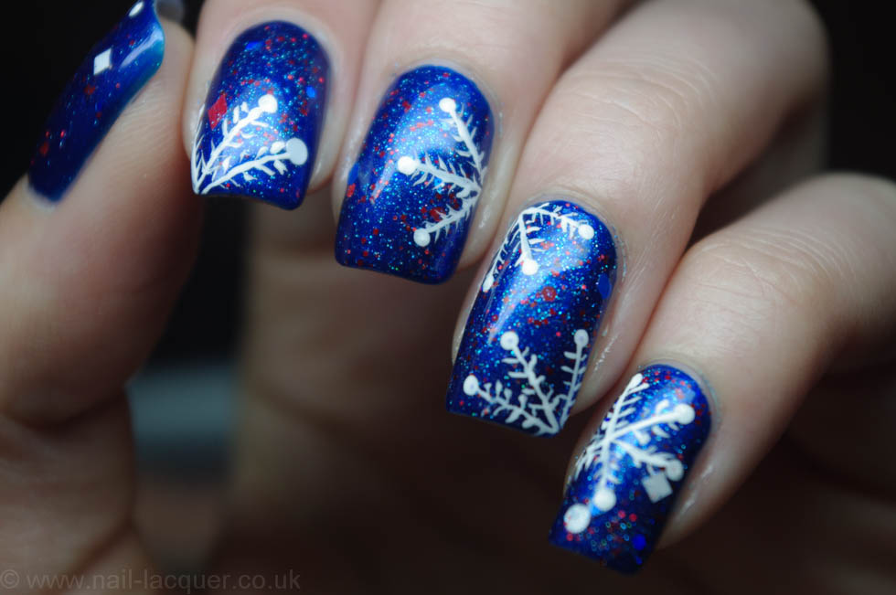 Blue and White Snowflake Nail Art - wide 1